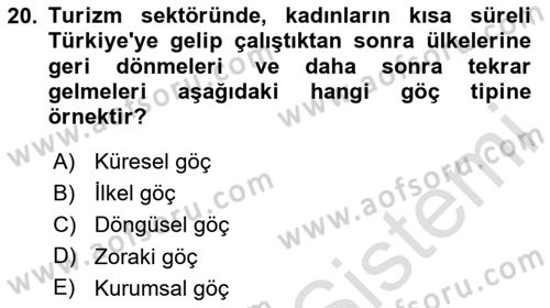 Toplumsal Cinsiyet Çalışmaları Dersi 2025 - 2026 Yılı (Vize) Ara Sınav Soruları 20. Soru