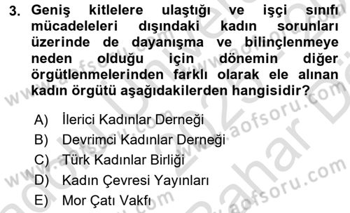 Toplumsal Cinsiyet Çalışmaları Dersi 2025 - 2026 Yılı (Vize) Ara Sınav Soruları 3. Soru