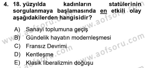 Toplumsal Cinsiyet Çalışmaları Dersi 2025 - 2026 Yılı (Vize) Ara Sınav Soruları 4. Soru