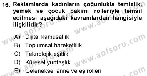 Toplumsal Cinsiyet Çalışmaları Dersi 2025 - 2026 Yılı (Final) Dönem Sonu Sınav Soruları 16. Soru