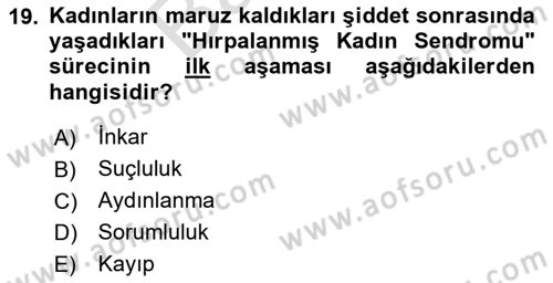 Toplumsal Cinsiyet Çalışmaları Dersi 2025 - 2026 Yılı (Final) Dönem Sonu Sınav Soruları 19. Soru