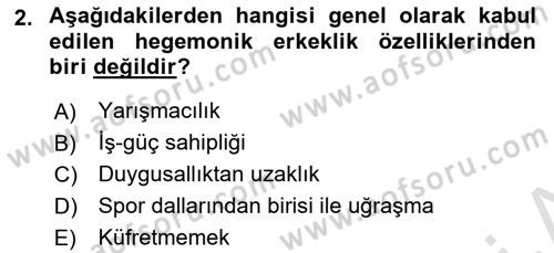 Toplumsal Cinsiyet Çalışmaları Dersi 2025 - 2026 Yılı (Final) Dönem Sonu Sınav Soruları 2. Soru