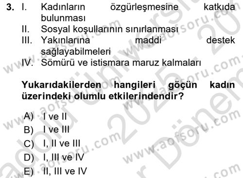 Toplumsal Cinsiyet Çalışmaları Dersi 2025 - 2026 Yılı (Final) Dönem Sonu Sınav Soruları 3. Soru