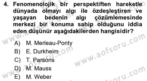 Toplumsal Cinsiyet Çalışmaları Dersi 2025 - 2026 Yılı (Final) Dönem Sonu Sınav Soruları 4. Soru