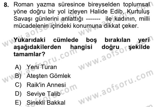 Toplumsal Cinsiyet Çalışmaları Dersi 2025 - 2026 Yılı (Final) Dönem Sonu Sınav Soruları 8. Soru