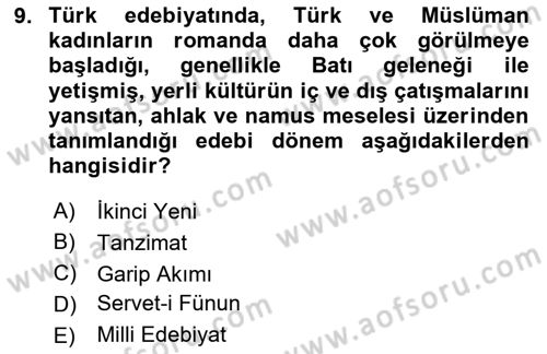 Toplumsal Cinsiyet Çalışmaları Dersi 2025 - 2026 Yılı (Final) Dönem Sonu Sınav Soruları 9. Soru