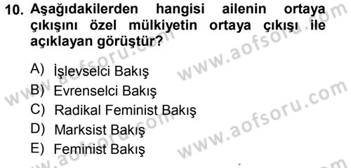 Toplumsal Cinsiyet Sosyolojisi Dersi 2012 - 2013 Yılı (Final) Dönem Sonu Sınav Soruları 10. Soru
