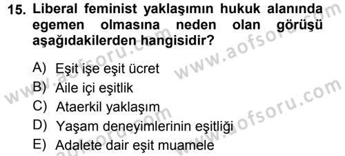 Toplumsal Cinsiyet Sosyolojisi Dersi 2012 - 2013 Yılı (Final) Dönem Sonu Sınav Soruları 15. Soru