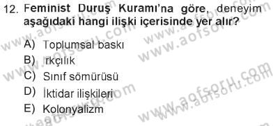 Toplumsal Cinsiyet Sosyolojisi Dersi 2012 - 2013 Yılı Tek Ders Sınav Soruları 12. Soru