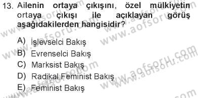 Toplumsal Cinsiyet Sosyolojisi Dersi 2012 - 2013 Yılı Tek Ders Sınav Soruları 13. Soru