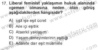 Toplumsal Cinsiyet Sosyolojisi Dersi 2012 - 2013 Yılı Tek Ders Sınav Soruları 17. Soru