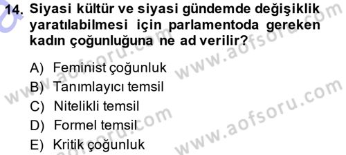 Toplumsal Cinsiyet Sosyolojisi Dersi 2013 - 2014 Yılı (Vize) Ara Sınav Soruları 14. Soru