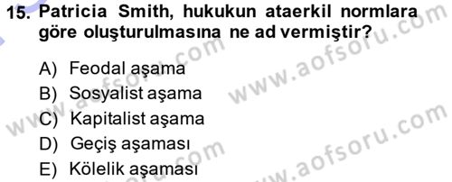 Toplumsal Cinsiyet Sosyolojisi Dersi 2013 - 2014 Yılı (Final) Dönem Sonu Sınav Soruları 15. Soru