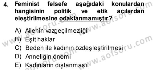 Toplumsal Cinsiyet Sosyolojisi Dersi 2013 - 2014 Yılı (Final) Dönem Sonu Sınav Soruları 4. Soru