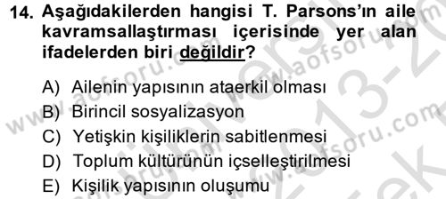 Toplumsal Cinsiyet Sosyolojisi Dersi 2013 - 2014 Yılı Tek Ders Sınav Soruları 14. Soru