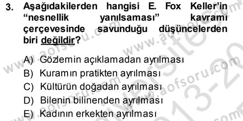 Toplumsal Cinsiyet Sosyolojisi Dersi 2013 - 2014 Yılı Tek Ders Sınav Soruları 3. Soru