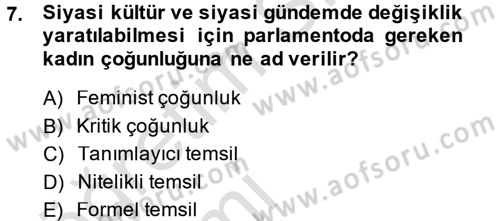 Toplumsal Cinsiyet Sosyolojisi Dersi 2013 - 2014 Yılı Tek Ders Sınav Soruları 7. Soru