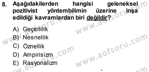Toplumsal Cinsiyet Sosyolojisi Dersi Ara Sınavı Deneme Sınav Soruları 8. Soru