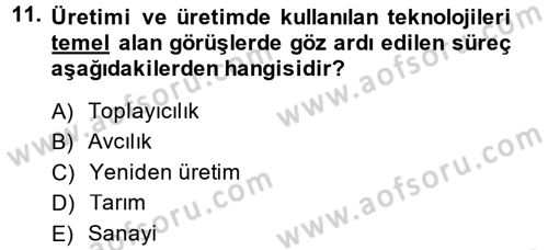 Toplumsal Cinsiyet Sosyolojisi Dersi 2014 - 2015 Yılı (Final) Dönem Sonu Sınavı 11. Soru