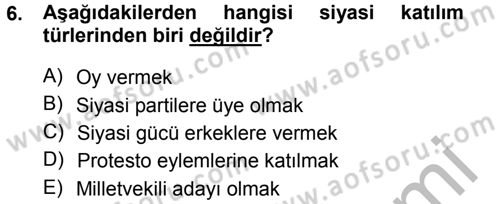 Toplumsal Cinsiyet Sosyolojisi Dersi 2014 - 2015 Yılı (Final) Dönem Sonu Sınav Soruları 6. Soru