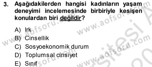Toplumsal Cinsiyet Sosyolojisi Dersi 2014 - 2015 Yılı Tek Ders Sınav Soruları 3. Soru