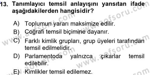 Toplumsal Cinsiyet Sosyolojisi Dersi Ara Sınavı Deneme Sınav Soruları 13. Soru