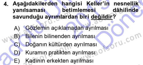 Toplumsal Cinsiyet Sosyolojisi Dersi 2015 - 2016 Yılı (Final) Dönem Sonu Sınav Soruları 4. Soru