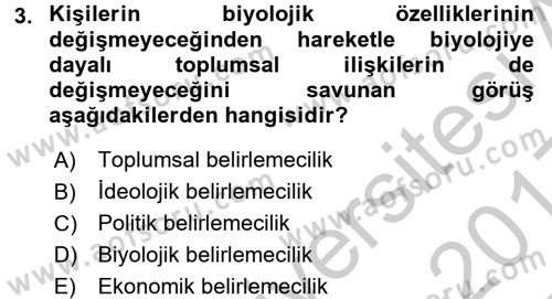 Toplumsal Cinsiyet Sosyolojisi Dersi 2016 - 2017 Yılı 3 Ders Sınav Soruları 3. Soru