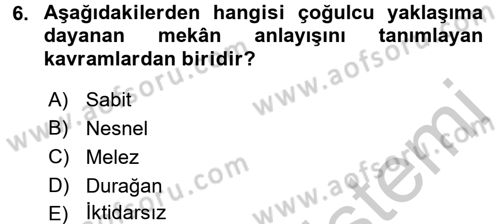 Toplumsal Cinsiyet Sosyolojisi Dersi 2016 - 2017 Yılı 3 Ders Sınavı 6. Soru