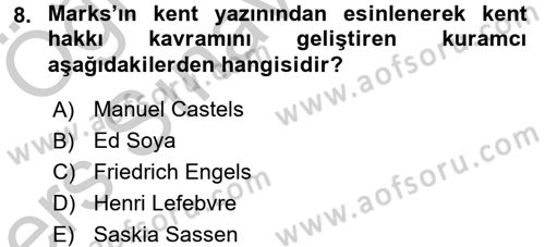 Toplumsal Cinsiyet Sosyolojisi Dersi 2016 - 2017 Yılı 3 Ders Sınav Soruları 8. Soru