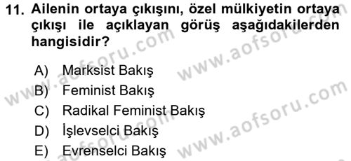 Toplumsal Cinsiyet Sosyolojisi Dersi 2016 - 2017 Yılı (Final) Dönem Sonu Sınav Soruları 11. Soru
