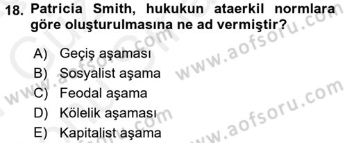 Toplumsal Cinsiyet Sosyolojisi Dersi 2016 - 2017 Yılı (Final) Dönem Sonu Sınav Soruları 18. Soru
