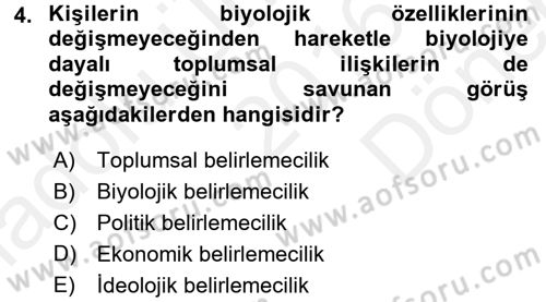 Toplumsal Cinsiyet Sosyolojisi Dersi 2016 - 2017 Yılı (Final) Dönem Sonu Sınav Soruları 4. Soru