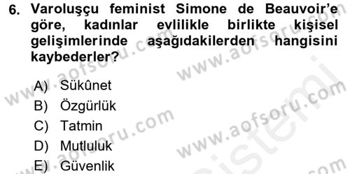 Toplumsal Cinsiyet Sosyolojisi Dersi 2016 - 2017 Yılı (Final) Dönem Sonu Sınav Soruları 6. Soru