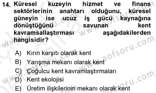 Toplumsal Cinsiyet Sosyolojisi Dersi 2017 - 2018 Yılı 3 Ders Sınav Soruları 14. Soru