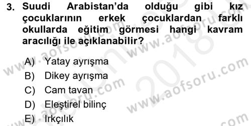 Toplumsal Cinsiyet Sosyolojisi Dersi 2017 - 2018 Yılı 3 Ders Sınav Soruları 3. Soru