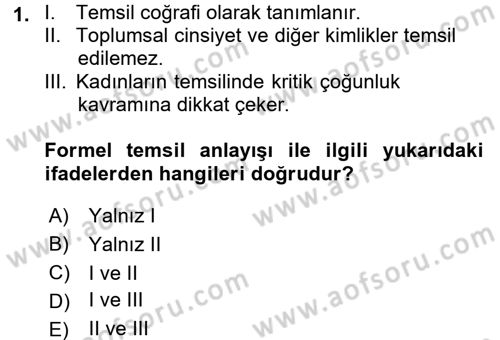 Toplumsal Cinsiyet Sosyolojisi Dersi 2017 - 2018 Yılı (Vize) Ara Sınav Soruları 1. Soru