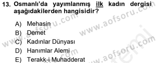 Toplumsal Cinsiyet Sosyolojisi Dersi 2017 - 2018 Yılı (Final) Dönem Sonu Sınav Soruları 13. Soru