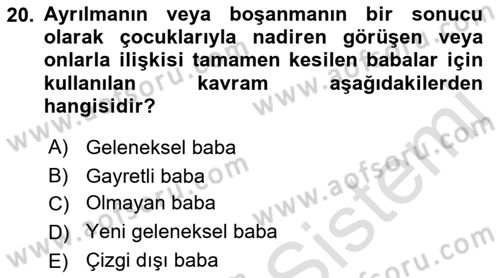 Toplumsal Cinsiyet Sosyolojisi Dersi Ara Sınavı Deneme Sınav Soruları 20. Soru