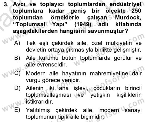 Toplumsal Cinsiyet Sosyolojisi Dersi 2019 - 2020 Yılı (Final) Dönem Sonu Sınav Soruları 3. Soru