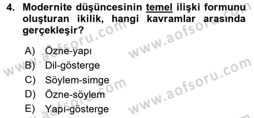 Toplumsal Cinsiyet Sosyolojisi Dersi 2020 - 2021 Yılı Yaz Okulu Sınav Soruları 4. Soru