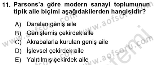 Toplumsal Cinsiyet Sosyolojisi Dersi Ara Sınavı Deneme Sınav Soruları 11. Soru