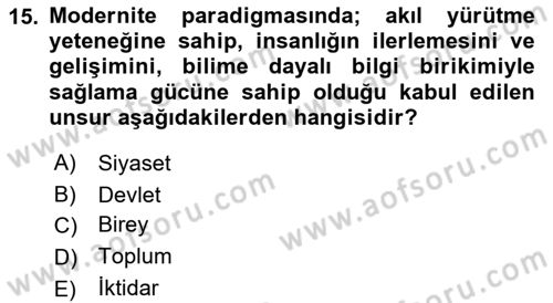Toplumsal Cinsiyet Sosyolojisi Dersi 2021 - 2022 Yılı (Vize) Ara Sınav Soruları 15. Soru