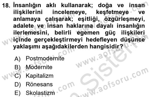 Toplumsal Cinsiyet Sosyolojisi Dersi 2021 - 2022 Yılı (Vize) Ara Sınav Soruları 18. Soru