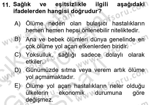 Toplumsal Cinsiyet Sosyolojisi Dersi 2021 - 2022 Yılı (Final) Dönem Sonu Sınav Soruları 11. Soru