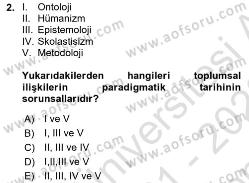 Toplumsal Cinsiyet Sosyolojisi Dersi 2021 - 2022 Yılı (Final) Dönem Sonu Sınav Soruları 2. Soru