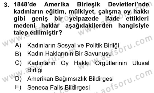 Toplumsal Cinsiyet Sosyolojisi Dersi 2021 - 2022 Yılı (Final) Dönem Sonu Sınav Soruları 3. Soru