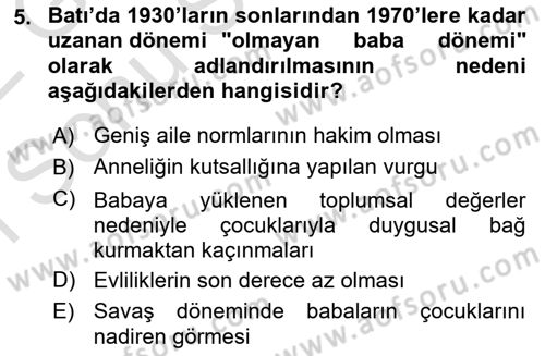 Toplumsal Cinsiyet Sosyolojisi Dersi 2021 - 2022 Yılı (Final) Dönem Sonu Sınav Soruları 5. Soru