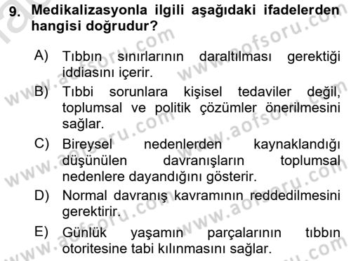 Toplumsal Cinsiyet Sosyolojisi Dersi 2021 - 2022 Yılı (Final) Dönem Sonu Sınav Soruları 9. Soru