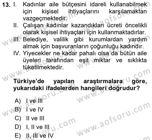 Toplumsal Cinsiyet Sosyolojisi Dersi 2021 - 2022 Yılı Yaz Okulu Sınav Soruları 13. Soru